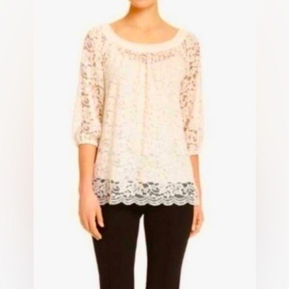Diane Von Furstenberg Elisabetta Ivory Lace Blouse - Picture 1 of 5